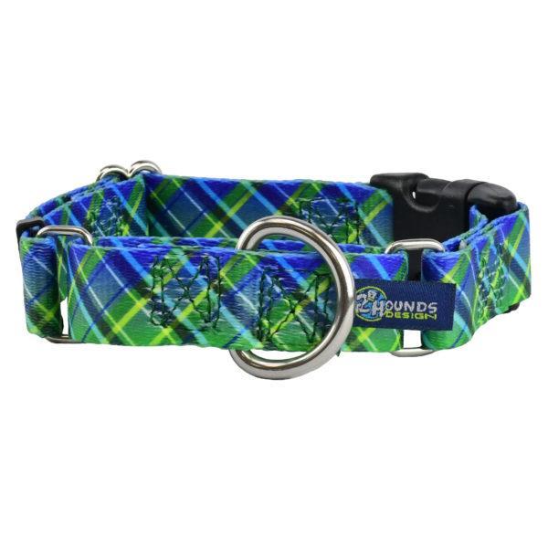 Electric Glow Green Plaid EarthStyle Dog Collar